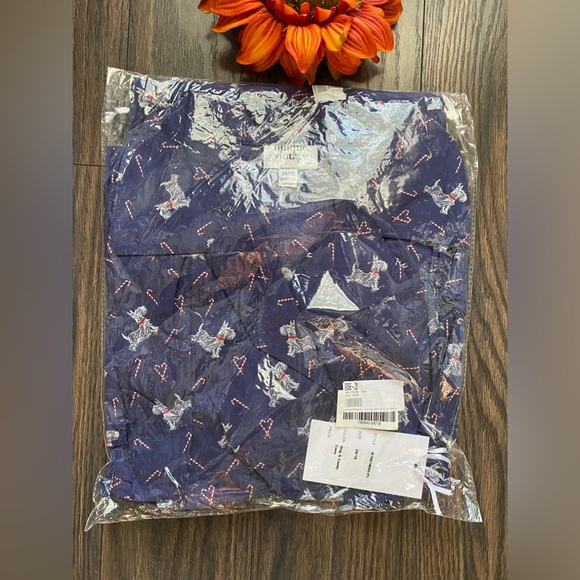 🦋B2G1🦋UNIQUE VINTAGE Blue Dog & Candy Cane Wrap Dress NWT - Picture 9 of 10